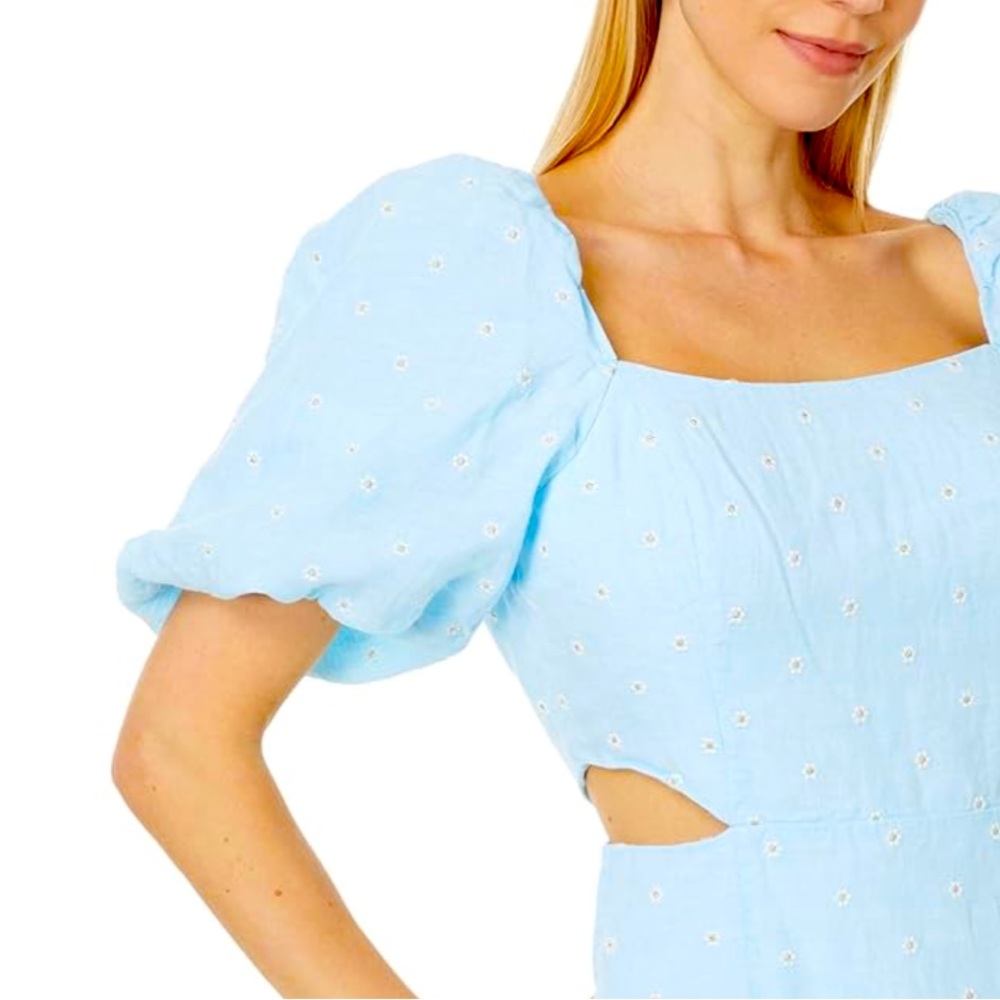 New Lilly Pulitzer Press to zoom Kylanne Linen Dress Hydra Blue - Picture 7 of 12